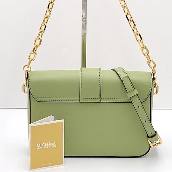 MICHAEL KORS CARMEN MEDIUM CONVERTIBLE SHOULDER BAG LIGHT SAGE COLOR - Picture 3 of 16